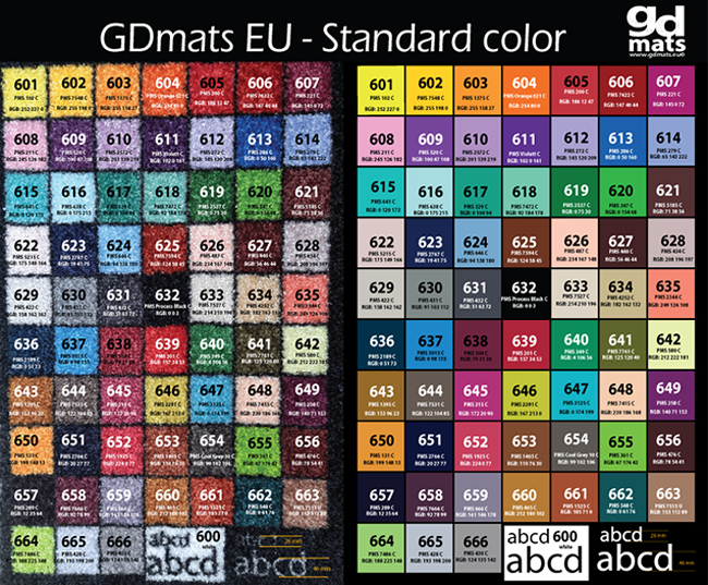 standardfarben - bedruckte Matten | GDmats