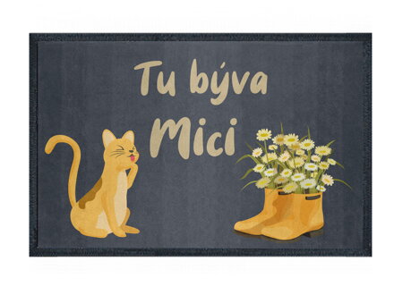 GDmatsEU -  Fussmatte mit eigenem Text und einer fröhlichen Katze- 70x60 cm